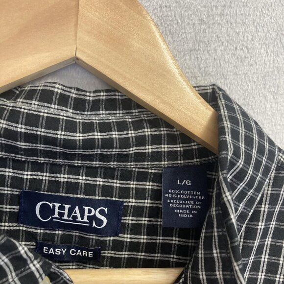 Lot of 2 Chaps Button Up Shirt Mens Large Long Sleeve Easy Care Stretch Plaid - Picture 15 of 16
